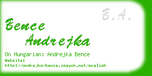 bence andrejka business card